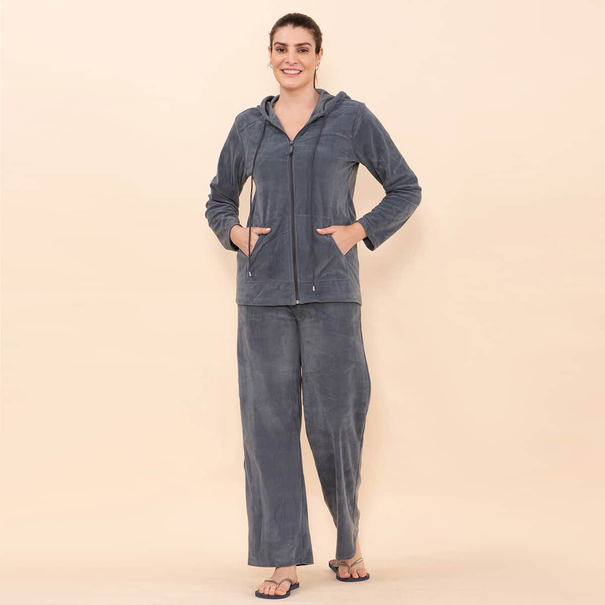 Tamsy LUX Gray Velour Track Suit Set - XL image number 0