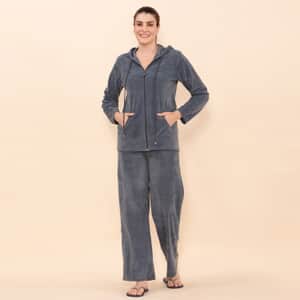 Tamsy LUX Gray Velour Track Suit Set - 1X