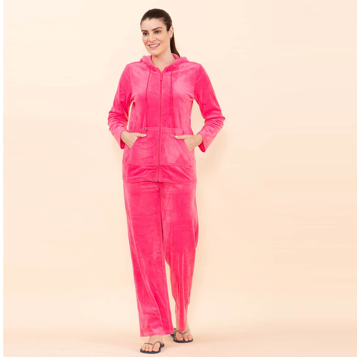Tamsy LUX Pink Velour Track Suit Set - L image number 0
