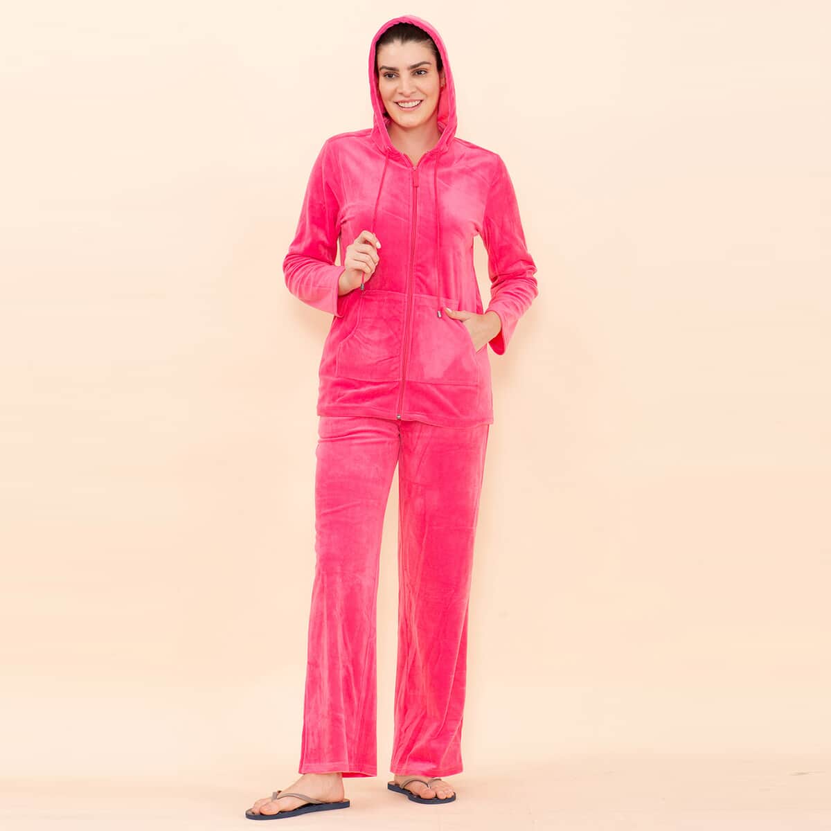 Tamsy LUX Pink Velour Track Suit Set - L image number 3