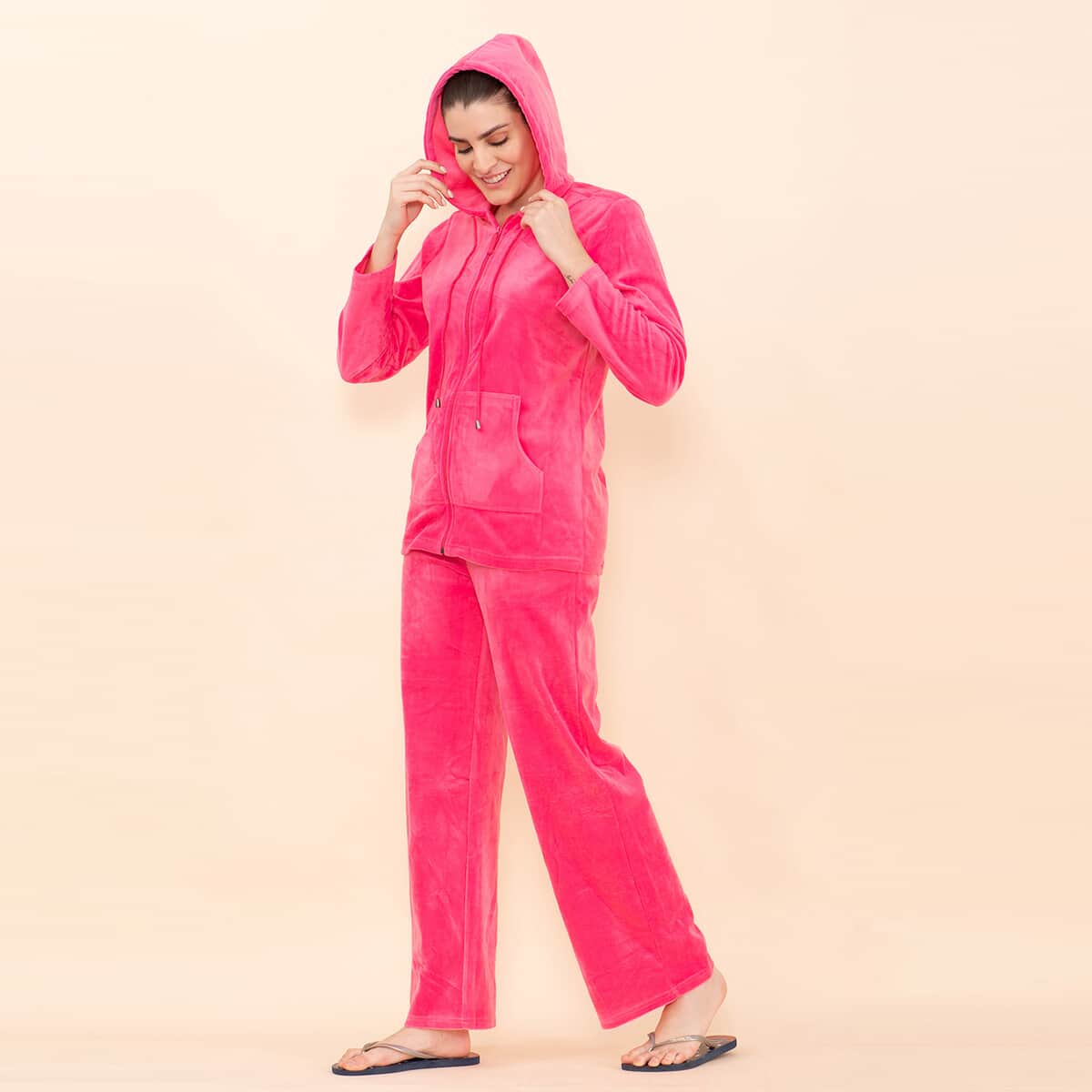 Tamsy LUX Pink Velour Track Suit Set - L image number 4