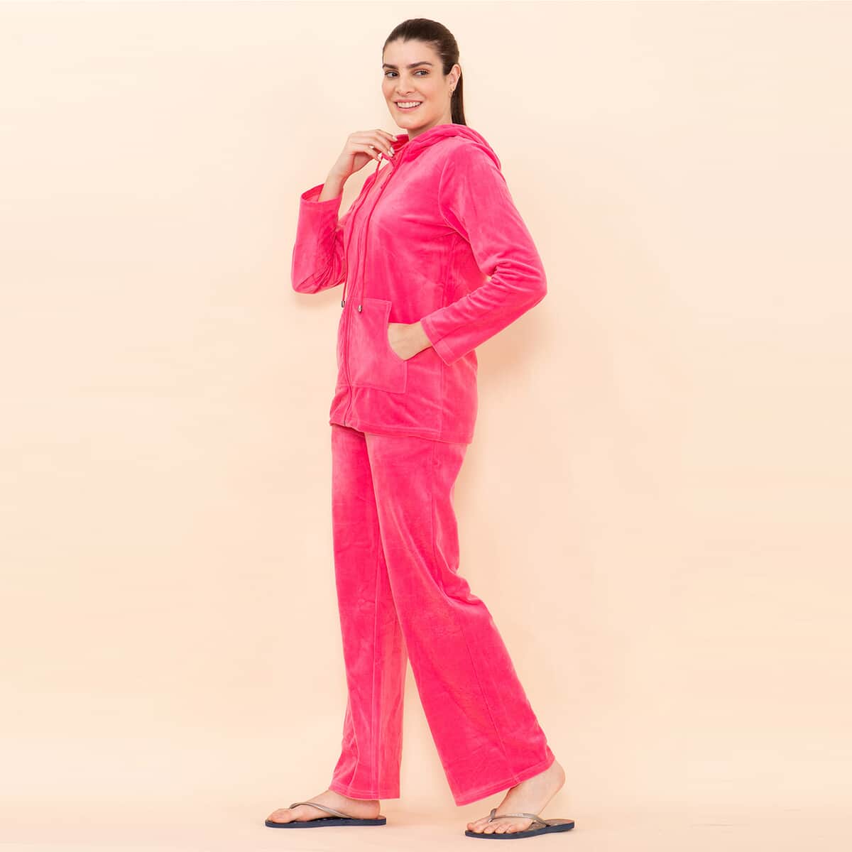 Tamsy LUX Pink Velour Track Suit Set - L image number 5