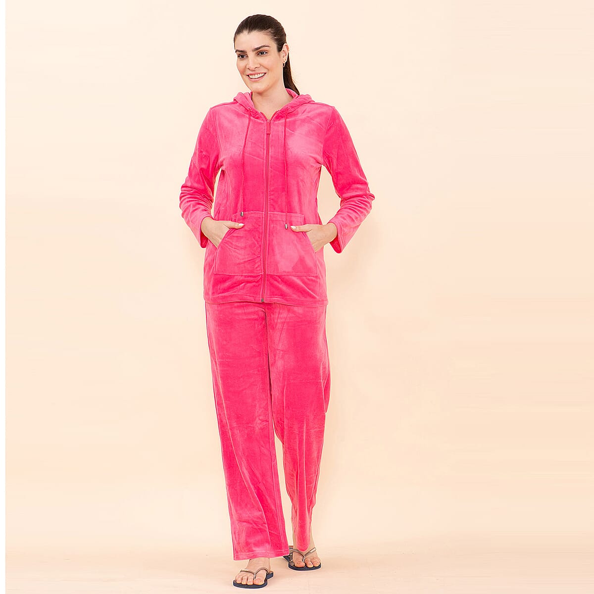 Tamsy LUX Pink Velour Track Suit Set - M image number 0