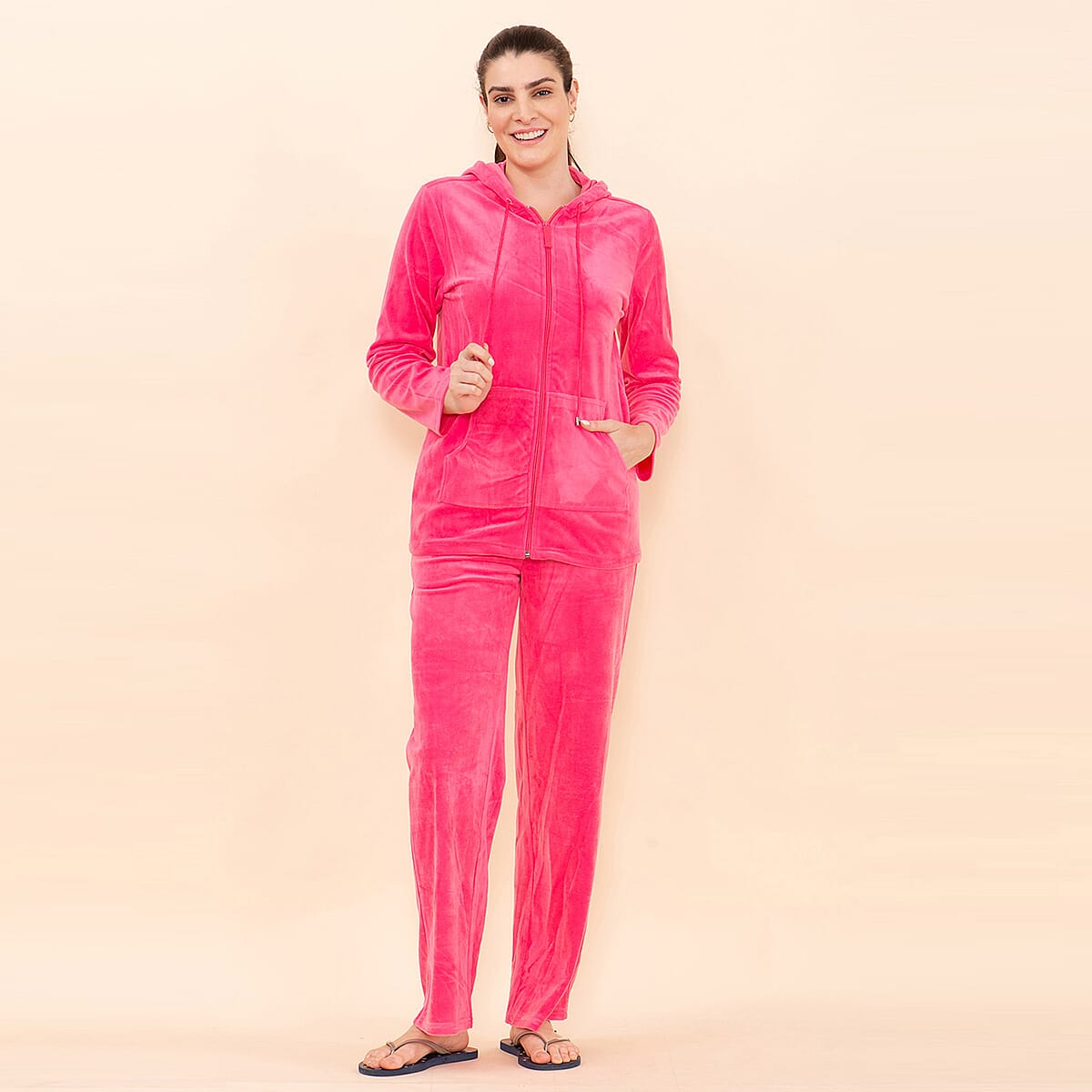 Tamsy LUX Pink Velour Track Suit Set - M image number 2