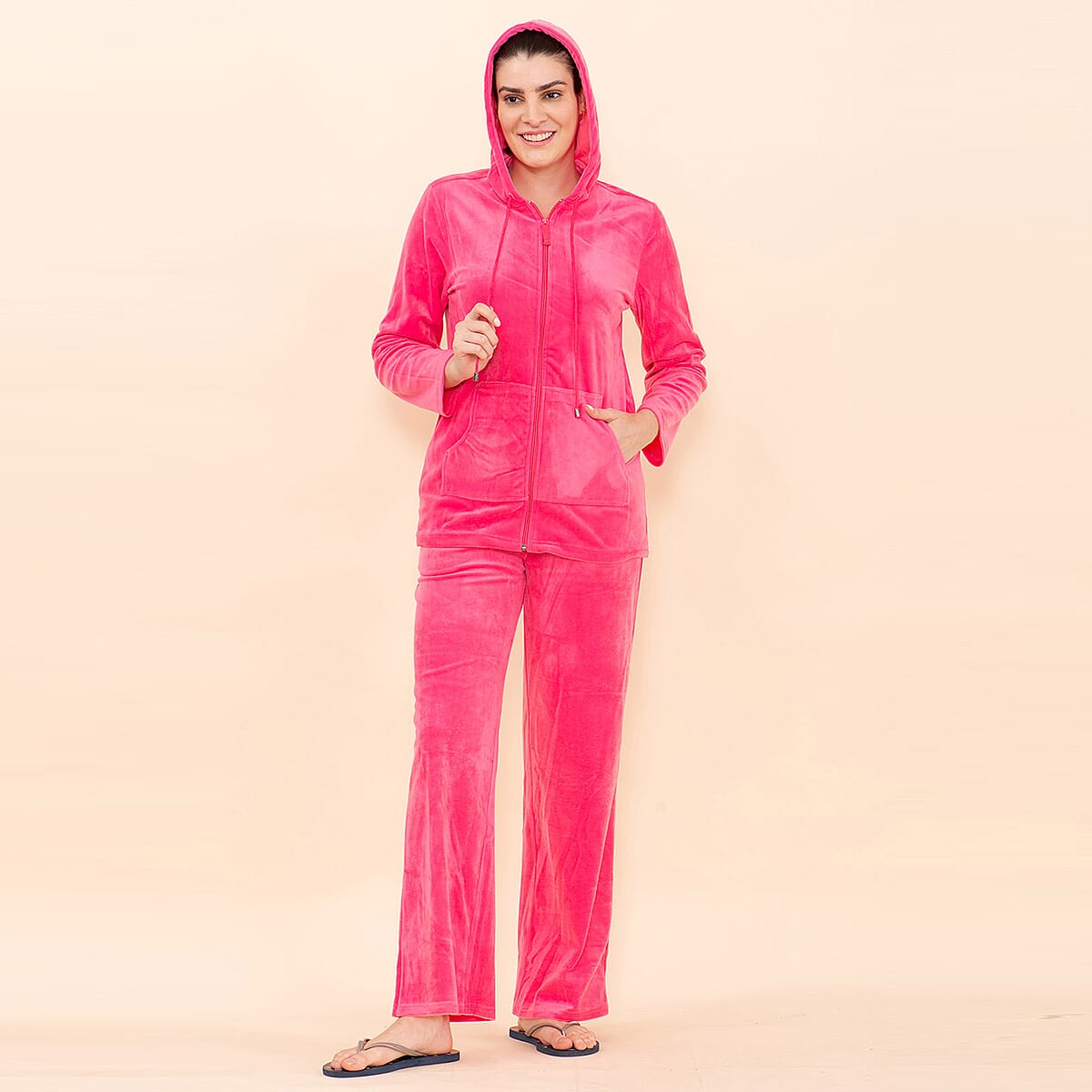 Tamsy LUX Pink Velour Track Suit Set - M image number 3