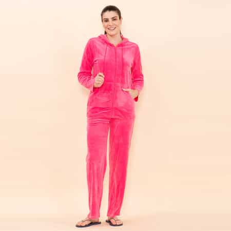 Women's Plus Size 2 Piece Velour Tracksuit Set Pink 3x - White