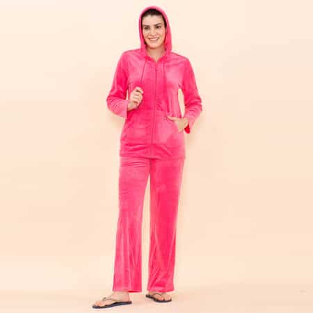 Tamsy LUX Pink Velour Track Suit Set - 1X image number 3