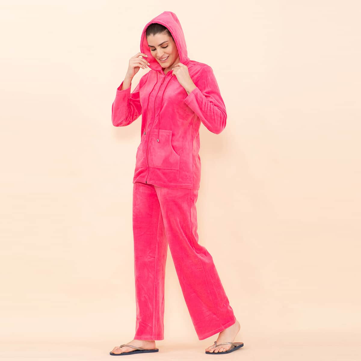 Tamsy LUX Pink Velour Track Suit Set - 1X image number 4