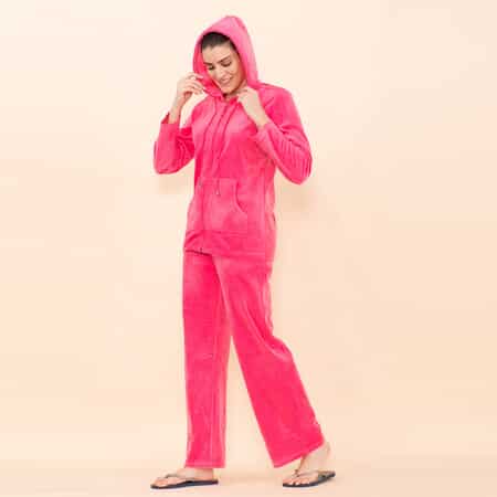 Tamsy LUX Pink Velour Track Suit Set - 1X image number 4