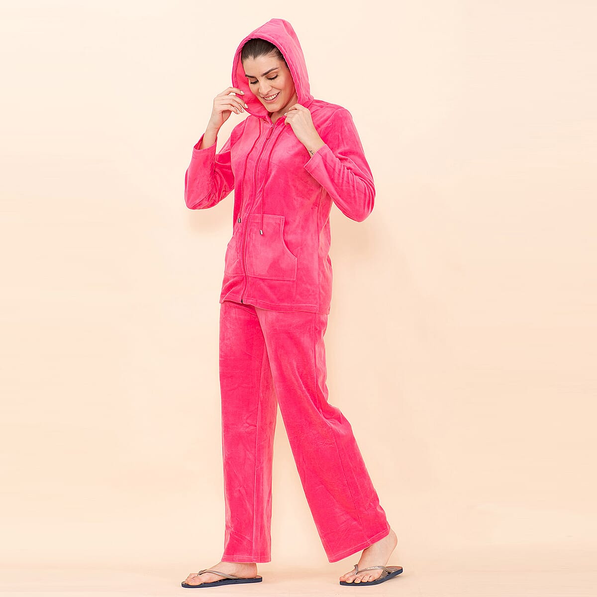 Tamsy LUX Pink Velour Track Suit Set - 2X image number 4