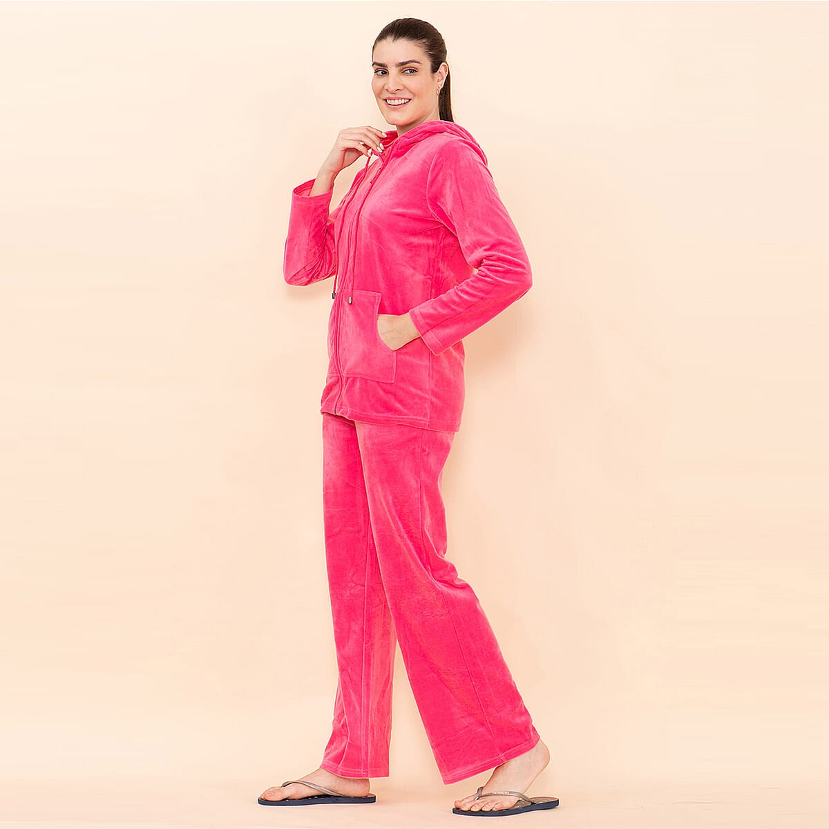 Tamsy LUX Pink Velour Track Suit Set - 2X image number 5
