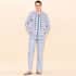 Tamsy Blue Checkered Printed Brushed Flannel Track Suit Set -L image number 0