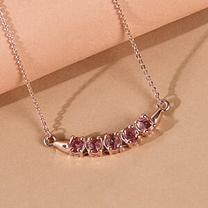 Natural Blush Tourmaline Necklace 18 Inches in Vermeil Rose Gold Over Sterling Silver 0.85 ctw
