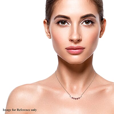 Natural Blush Tourmaline Necklace 18 Inches in Vermeil Rose Gold Over Sterling Silver 0.85 ctw