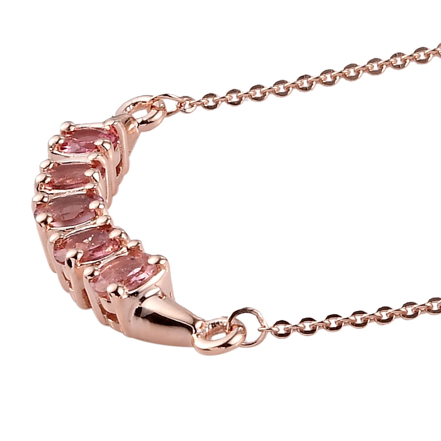 Natural Blush Tourmaline Necklace 18 Inches in Vermeil Rose Gold Over Sterling Silver 0.85 ctw