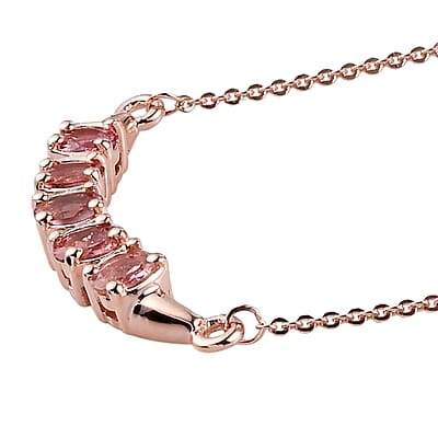 Natural Blush Tourmaline Necklace 18 Inches in Vermeil Rose Gold Over Sterling Silver 0.85 ctw