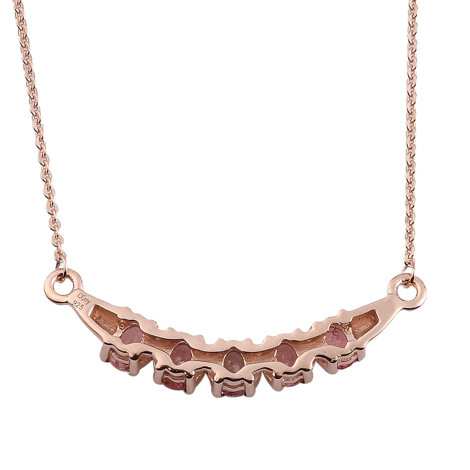Natural Blush Tourmaline Necklace 18 Inches in Vermeil Rose Gold Over Sterling Silver 0.85 ctw