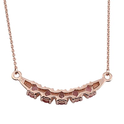 Natural Blush Tourmaline Necklace 18 Inches in Vermeil Rose Gold Over Sterling Silver 0.85 ctw