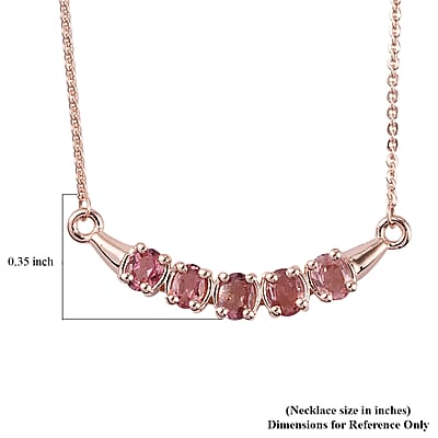 Natural Blush Tourmaline Necklace 18 Inches in Vermeil Rose Gold Over Sterling Silver 0.85 ctw