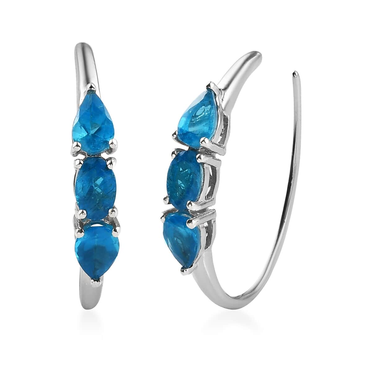 Malgache Neon Apatite Earrings in Platinum Over Sterling Silver 2.60 ctw image number 0