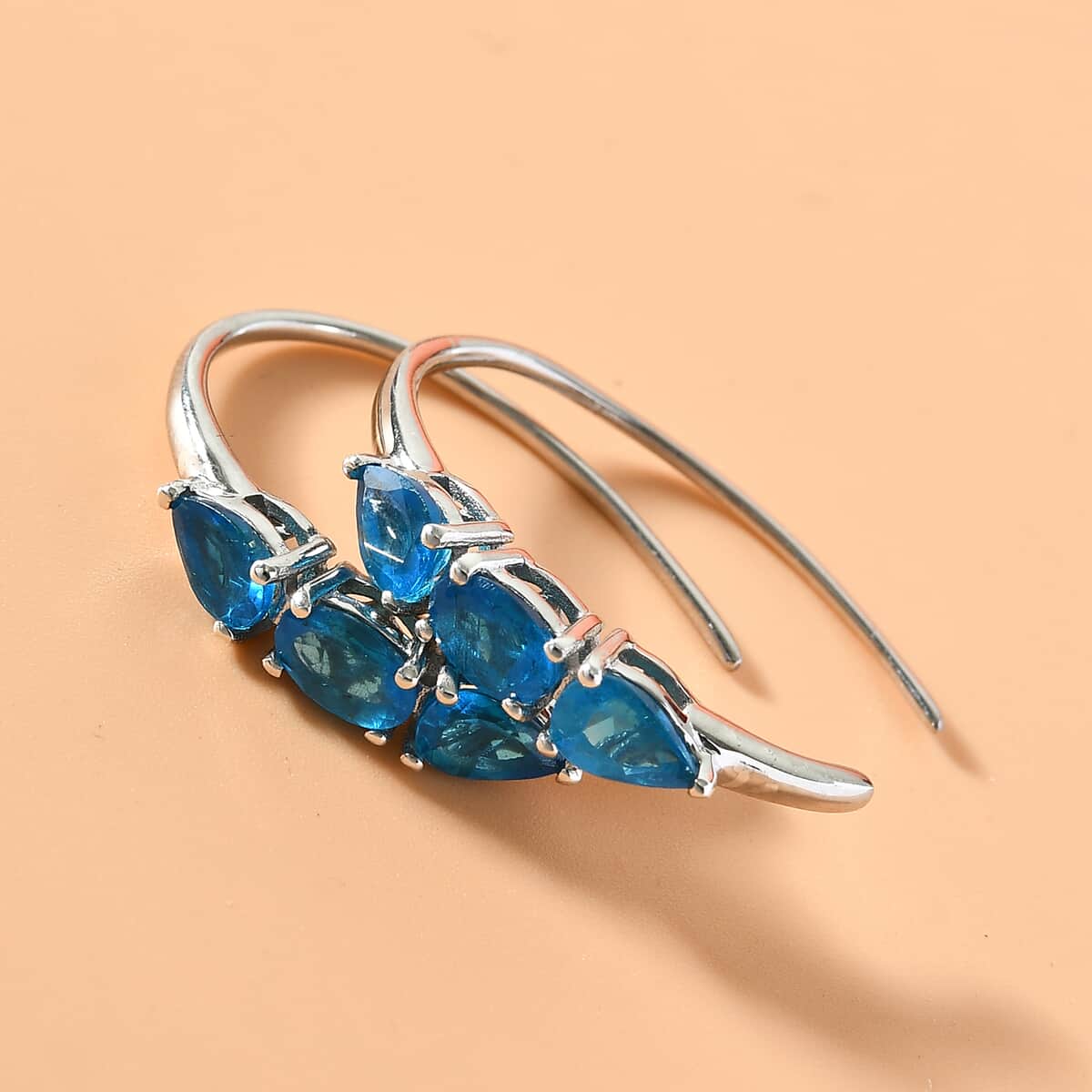 Malgache Neon Apatite Earrings in Platinum Over Sterling Silver 2.60 ctw image number 1