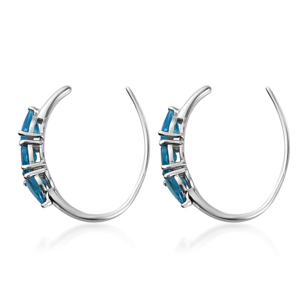 Malgache Neon Apatite Earrings in Platinum Over Sterling Silver 2.60 ctw image number 3