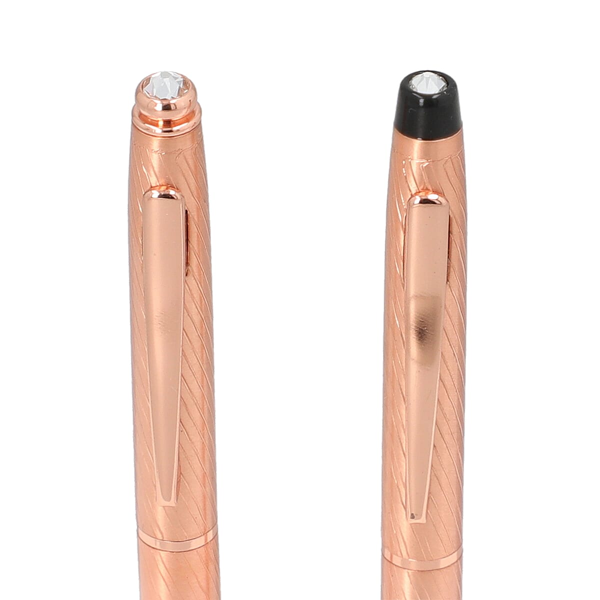 Set of 2 Copper Ball Point Pens Studded with Crystal in Gift Box -Bronze image number 4