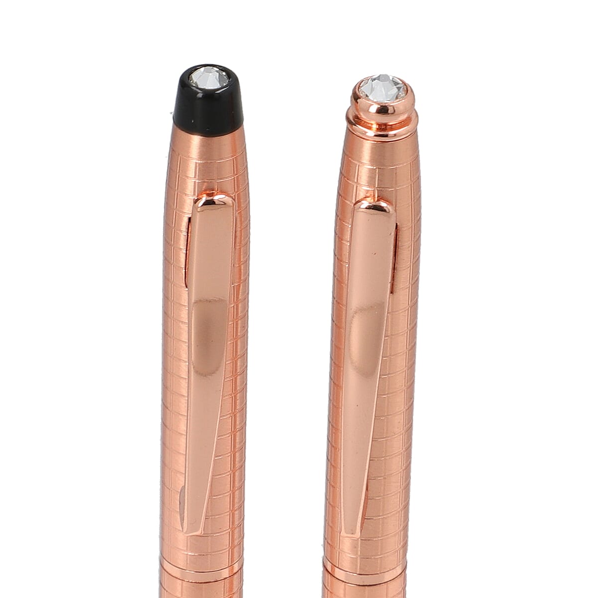 HOMESMART Set of 2 Rope Pattern Copper Ball Point Antimicrobial Pens with Crystal in Gift Box -Bronze | Best Refillable Ballpoint Pen | Luxury Decorative Ballpoint Pens image number 4