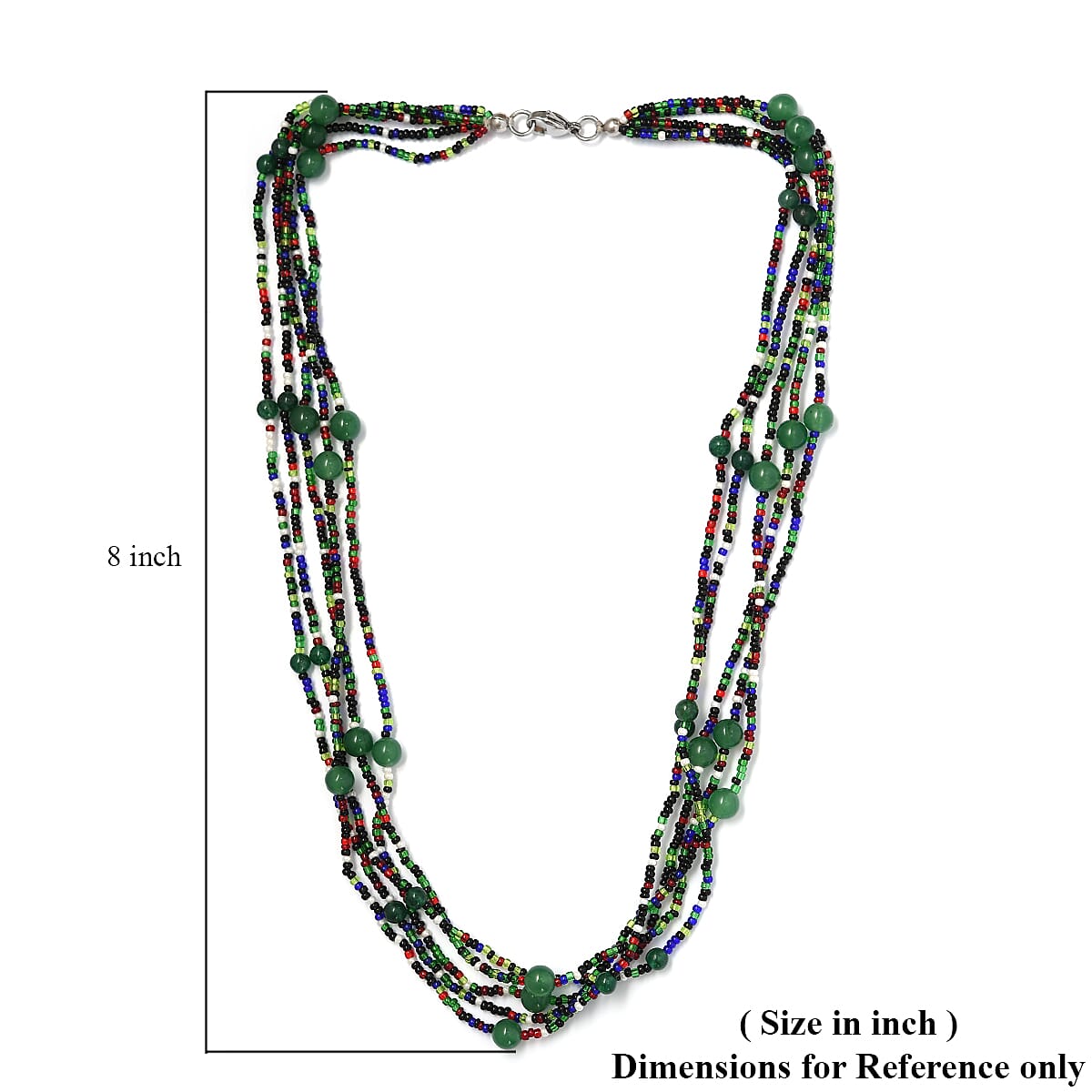 Green Aventurine and Multi Gemstone Beaded Necklace 20 Inches in Platinum Over Copper and Stainless Steel 105.12 ctw