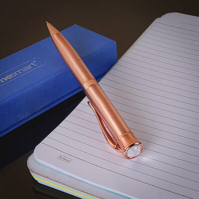 Anti Microbacterial Studded Ball Pen with Crystal - Bronze