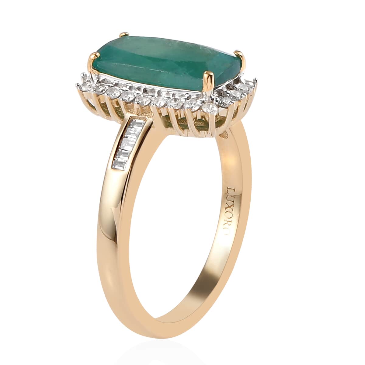 LUXORO 10K Yellow Gold AAA Grandidierite and G-H I3 Diamond Ring (Size 7.0) 3.35 Grams 2.90 ctw image number 3