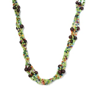 Mozambique Garnet and Multi Gemstone Beaded Necklace (20 Inches) in Platinum Over Copper and Stainless Steel 140.25 ctw