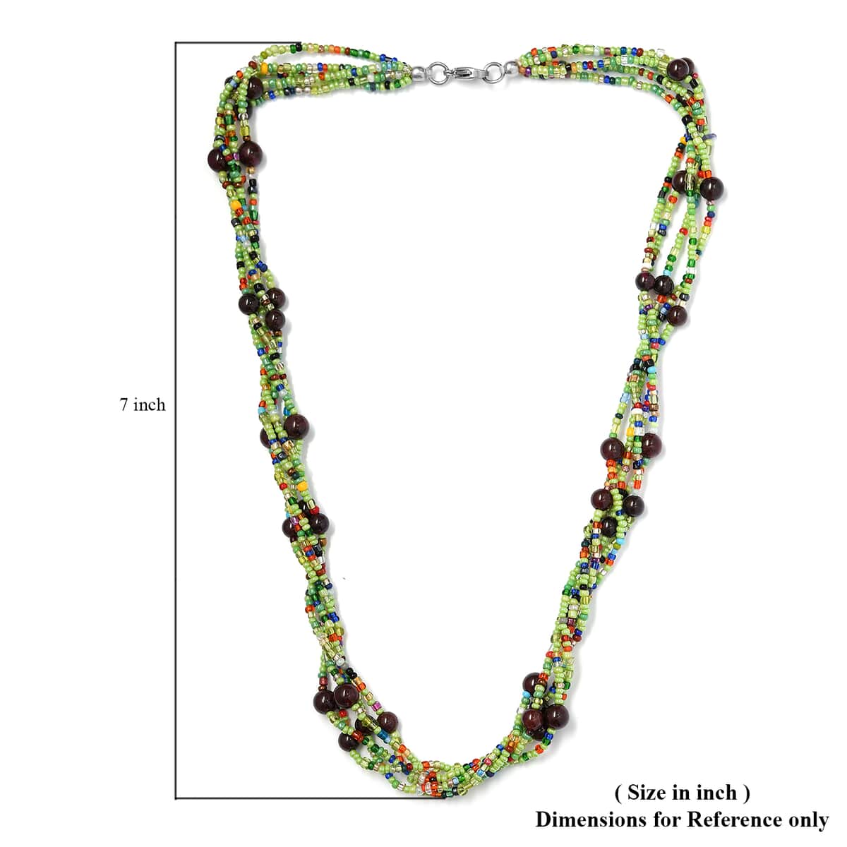 Mozambique Garnet and Multi Gemstone Beaded Necklace (20 Inches) in Platinum Over Copper and Stainless Steel 140.25 ctw image number 5