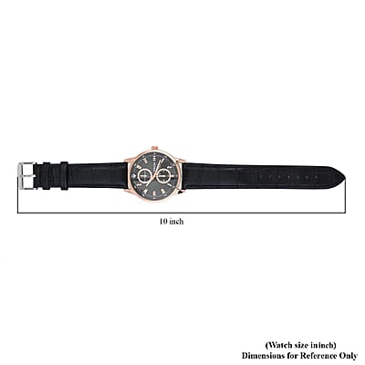Strada Japanese Movement Watch in Rosetone with Black Faux Leather Strap (40.65mm) (5.75-7.75 Inches)