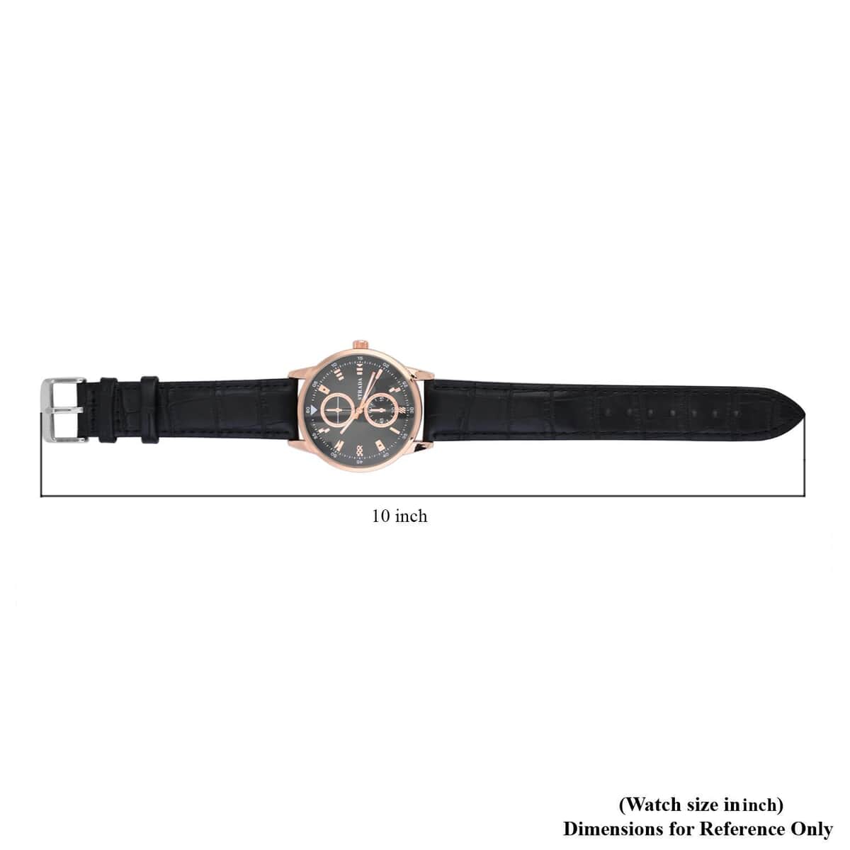 Strada Japanese Movement Watch in Rosetone with Black Faux Leather Strap (40.65mm) (5.75-7.75 Inches) image number 6