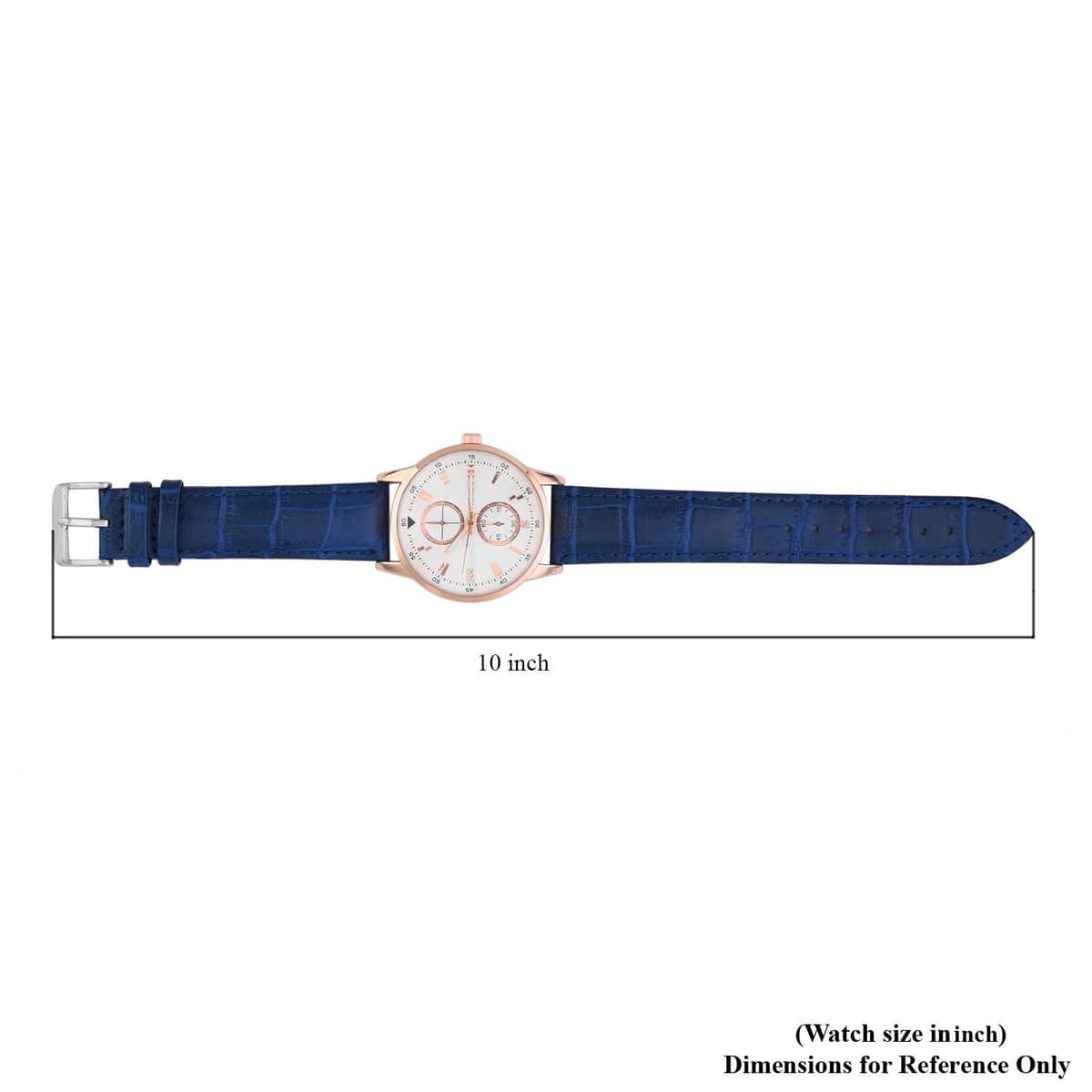 Strada Japanese Movement Watch in Rosetone with Blue Faux Leather Strap (40.65mm) (5.75-7.75 Inches) image number 6