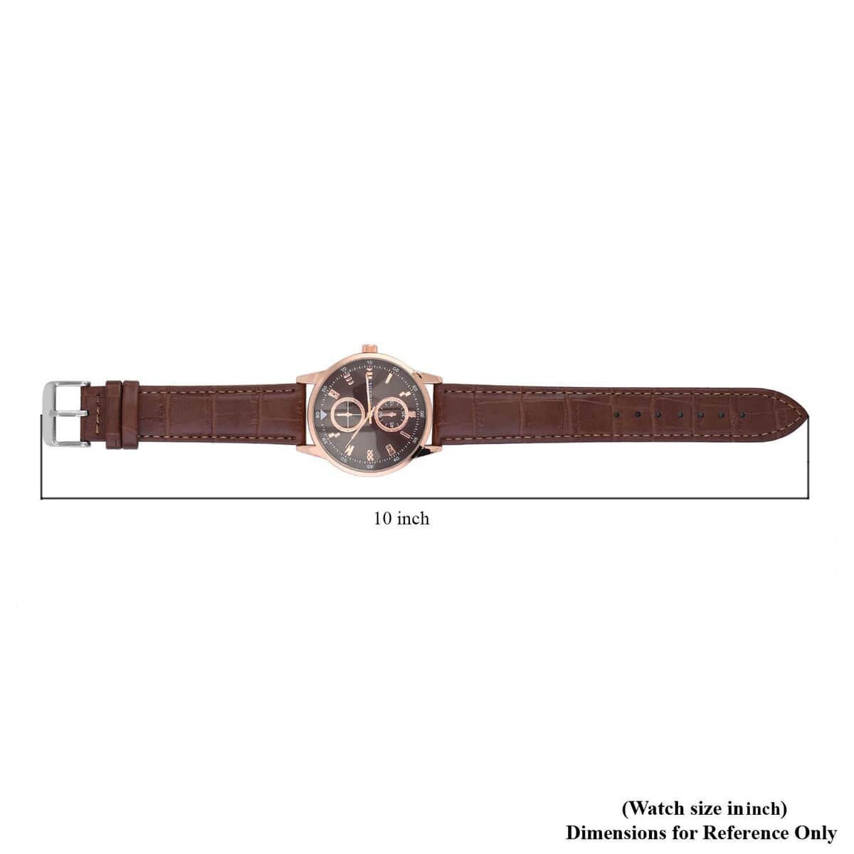 Strada Japanese Movement Watch in Rosetone with Brown Faux Leather Strap (40.65mm) (5.75-7.75 Inches) image number 6