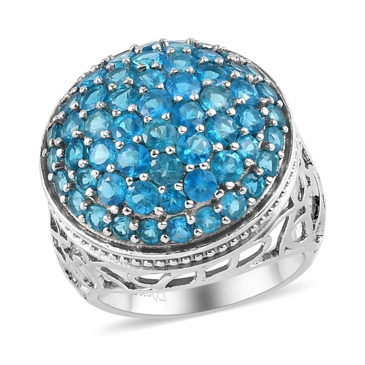 Malgache Neon Apatite Cluster Ring in Platinum Over Sterling Silver (Size 10.0) 3.60 ctw image number 0