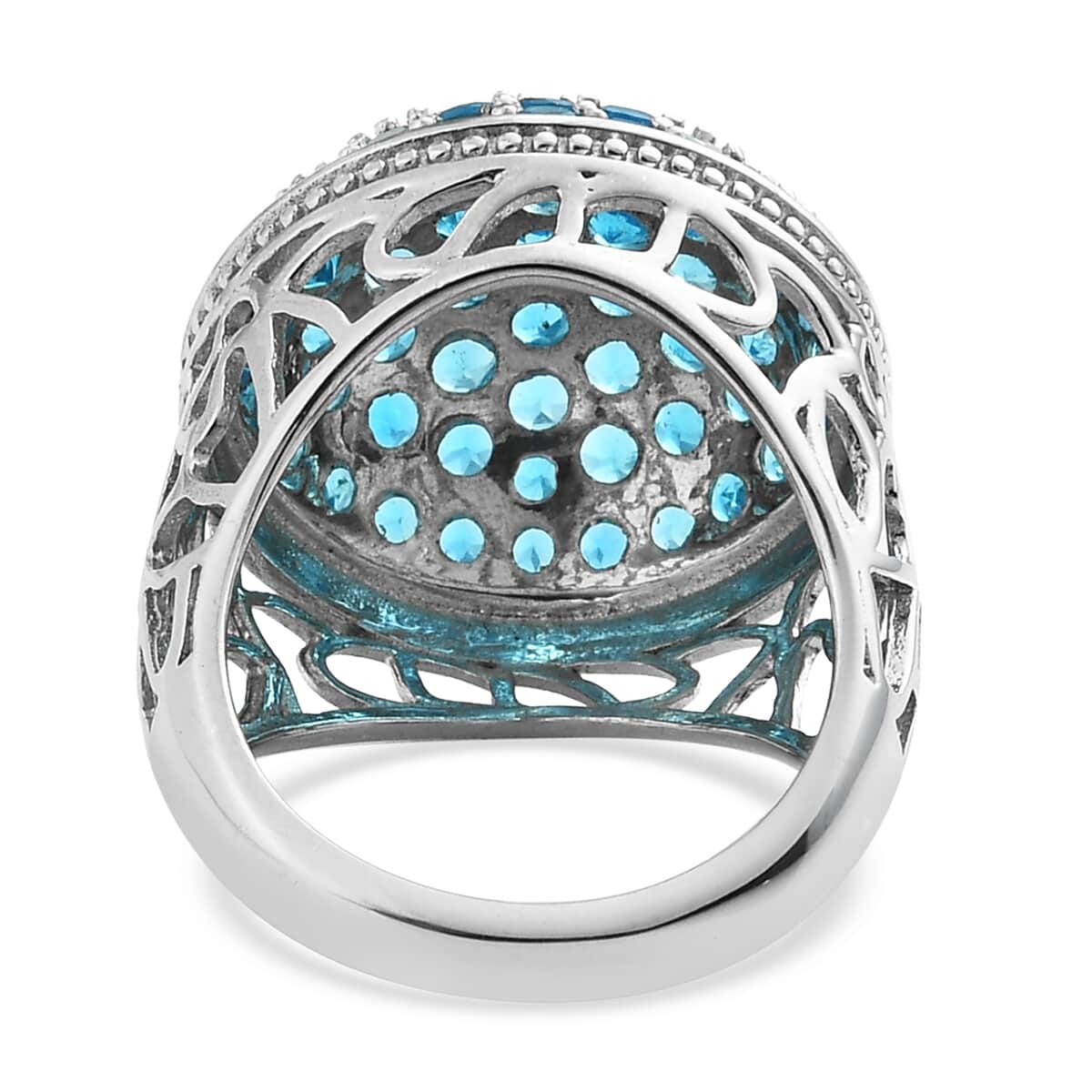 Malgache Neon Apatite Cluster Ring in Platinum Over Sterling Silver (Size 10.0) 3.60 ctw image number 4