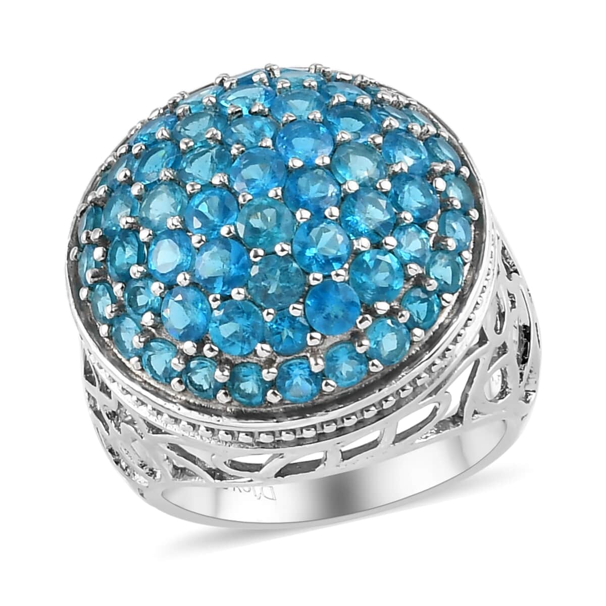 Malgache Neon Apatite Cluster Ring in Platinum Over Sterling Silver (Size 6.0) 3.60 ctw image number 0