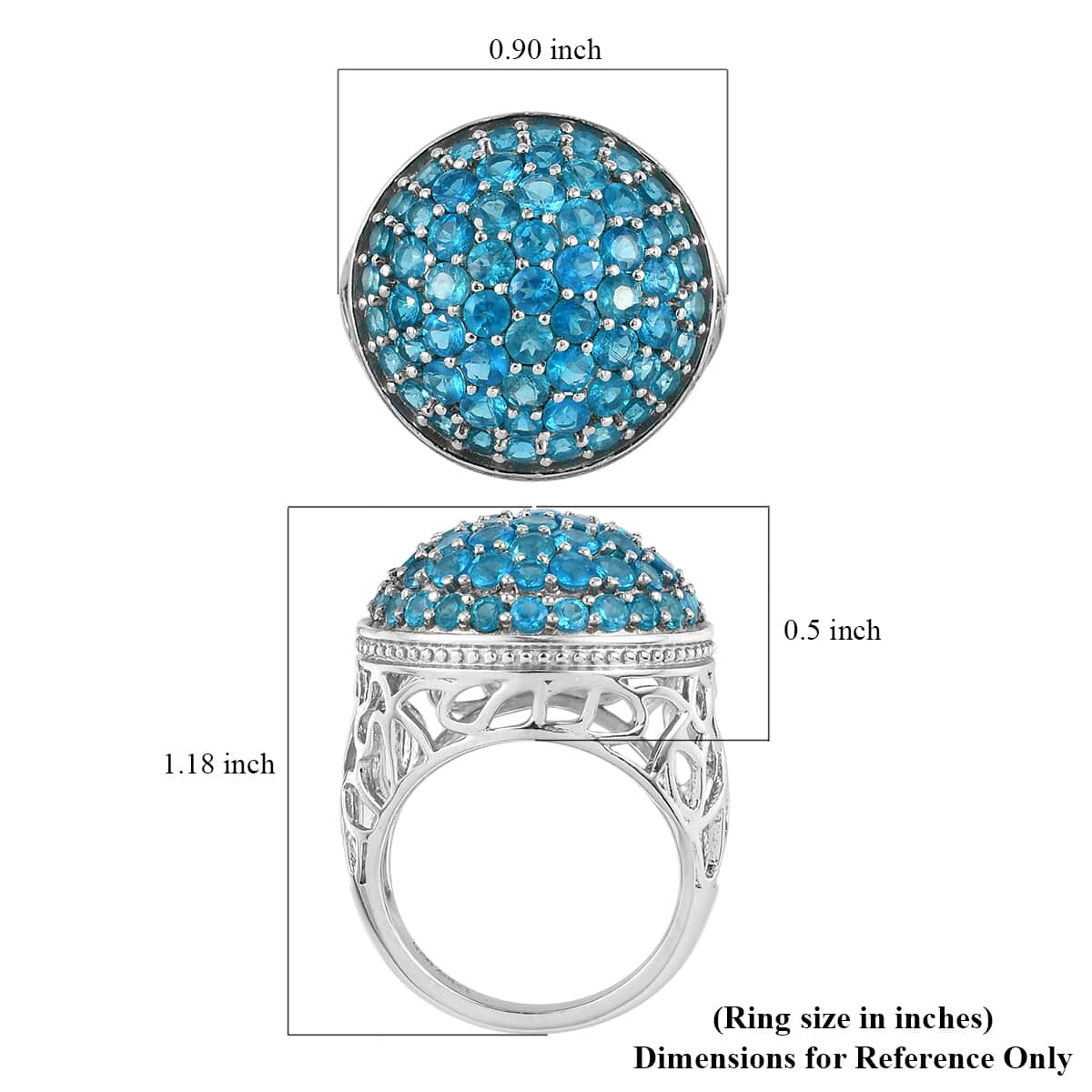 Malgache Neon Apatite Cluster Ring in Platinum Over Sterling Silver (Size 6.0) 3.60 ctw image number 5
