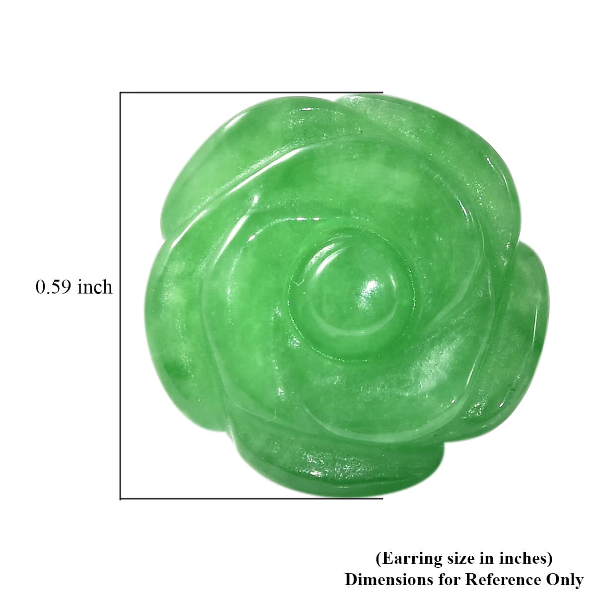 Green Jade (D) Carved Rose Stud Earrings in Rhodium Over Sterling Silver 23.50 ctw image number 4