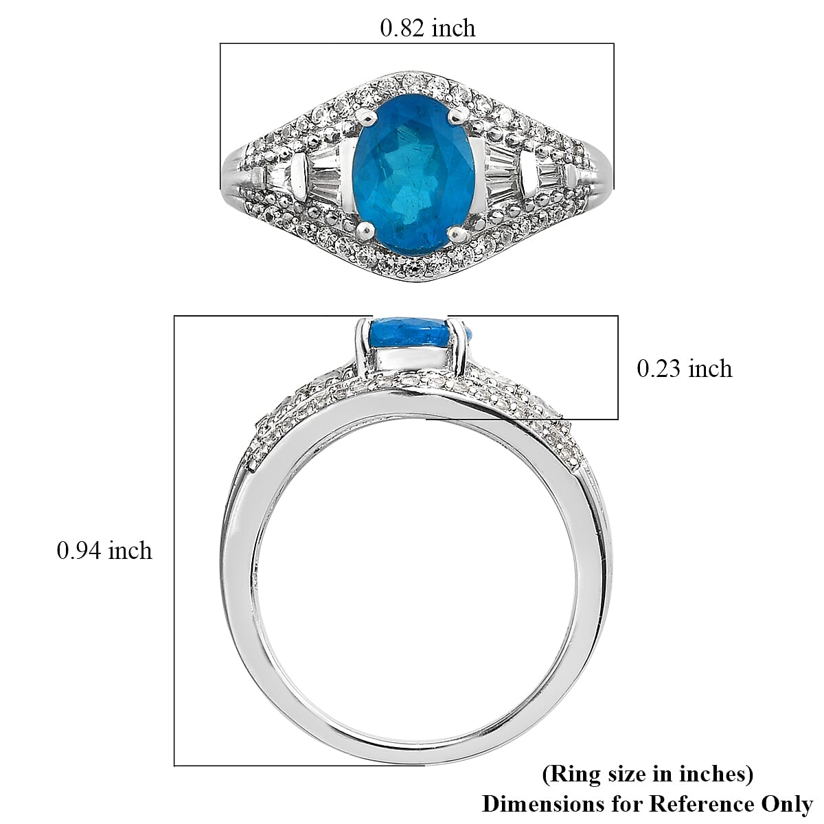 Malgache Neon Apatite and Natural White Zircon Ring in Platinum Over Sterling Silver (Size 10.0) 1.75 ctw