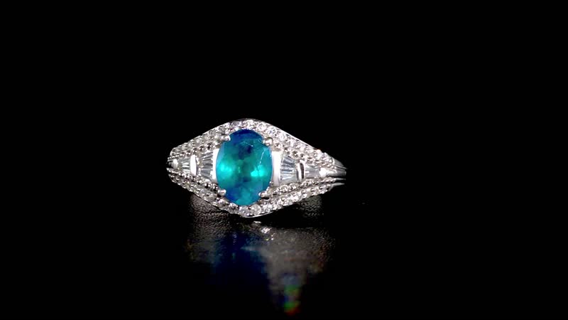 Malgache Neon Apatite, Natural White Zircon Ring in Platinum Over Sterling Silver (Size 9.0) 1.70 ctw