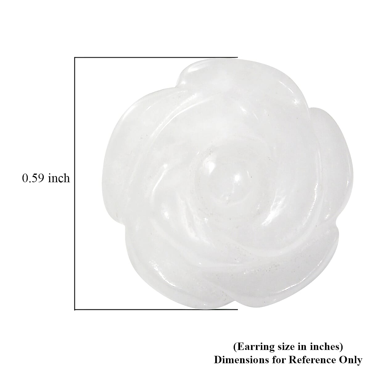 D'Joy Natural Jade 22.50 ctw Carved Rose Stud Earrings in Rhodium Over Sterling Silver