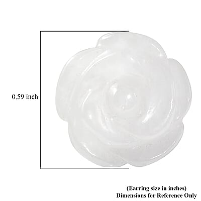 D'Joy Natural Jade 22.50 ctw Carved Rose Stud Earrings in Rhodium Over Sterling Silver