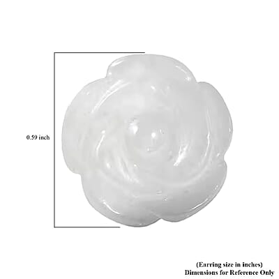 D'Joy Natural Jade 22.50 ctw Carved Rose Stud Earrings in Rhodium Over Sterling Silver