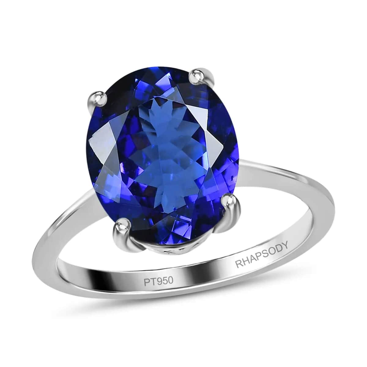 Rhapsody 950 Platinum AAAA Tanzanite Solitaire Ring (Size 10.0) 5 Grams 5.00 ctw image number 0