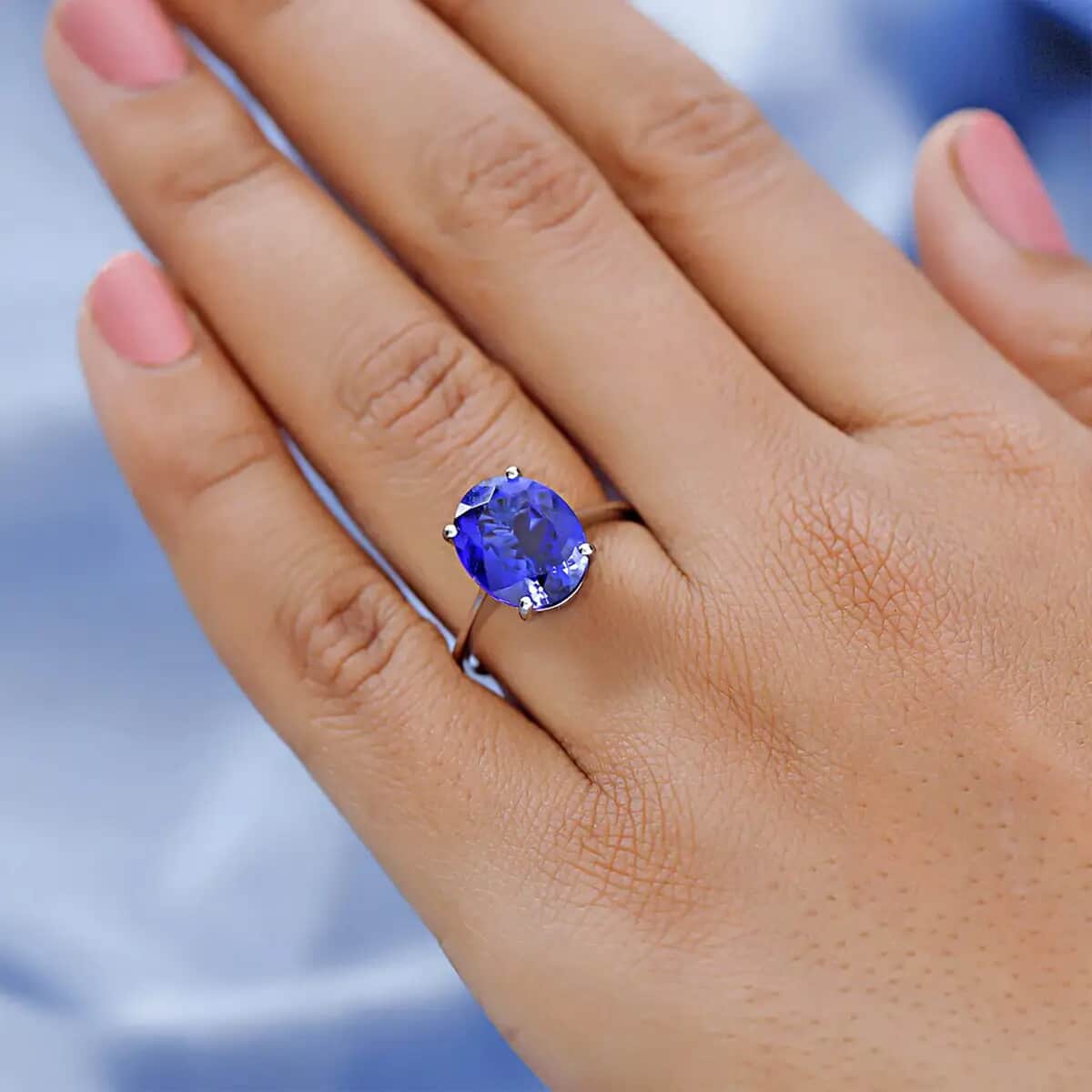 Rhapsody 950 Platinum AAAA Tanzanite Solitaire Ring (Size 10.0) 5 Grams 5.00 ctw image number 2