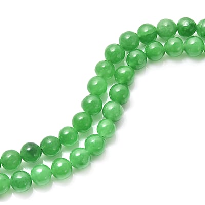 Green Jade (D) 5-7mm Beaded Double Row Butterfly Necklace 20 Inches in Rhodium Over Sterling Silver 290.50 ctw